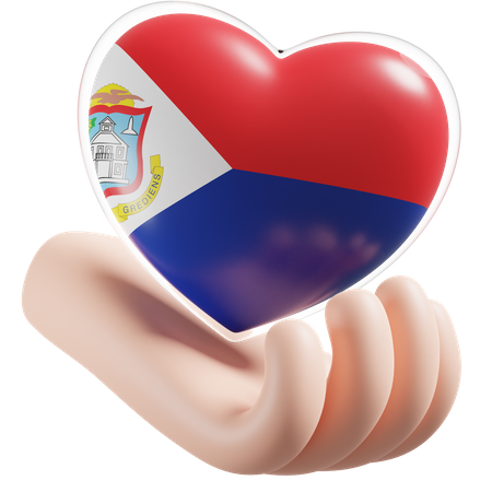 Heart Hand Care Flag Of Sint Maarten  3D Icon