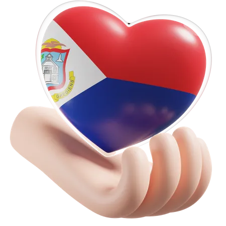 Heart Hand Care Flag Of Sint Maarten  3D Icon