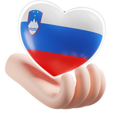 Heart Hand Care Flag Of Slovenia  3D Icon