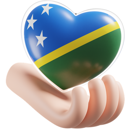 Heart Hand Care Flag Of Solomon Islands  3D Icon