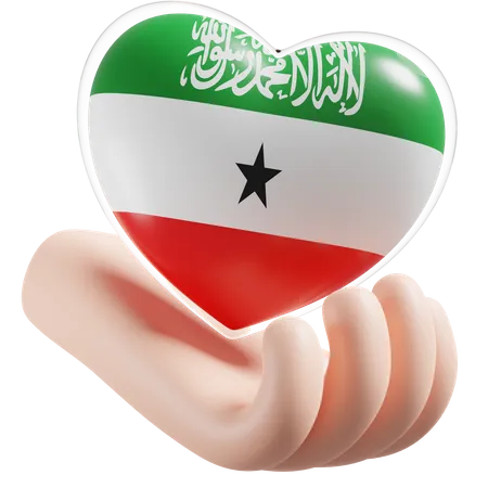 Heart Hand Care Flag Of Somaliland  3D Icon