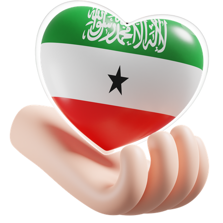 Heart Hand Care Flag Of Somaliland  3D Icon