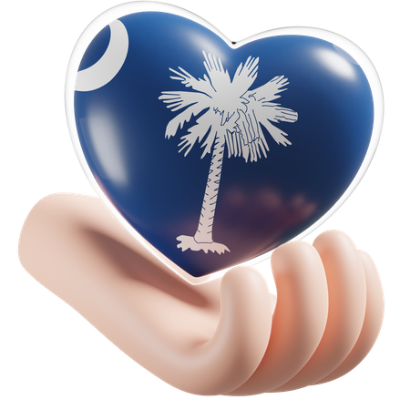 Heart Hand Care Flag Of South Carolina  3D Icon
