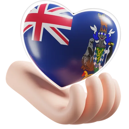 Heart Hand Care Flag Of South Georgia and the South Sandwich Islands  3D Icon