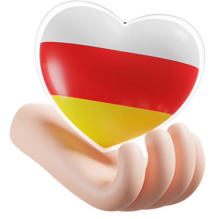 Heart Hand Care Flag Of South Ossetia  3D Icon