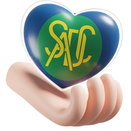 Heart Hand Care Flag Of Southern African Development Community  3D Icon