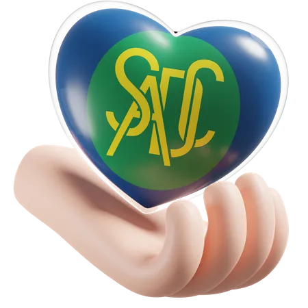 Heart Hand Care Flag Of Southern African Development Community 3D Icon