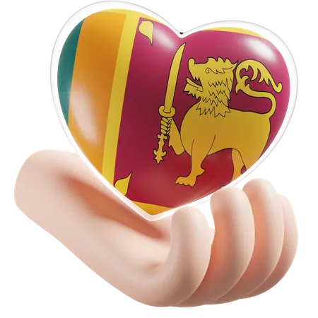 Heart Hand Care Flag Of Sri Lanka  3D Icon