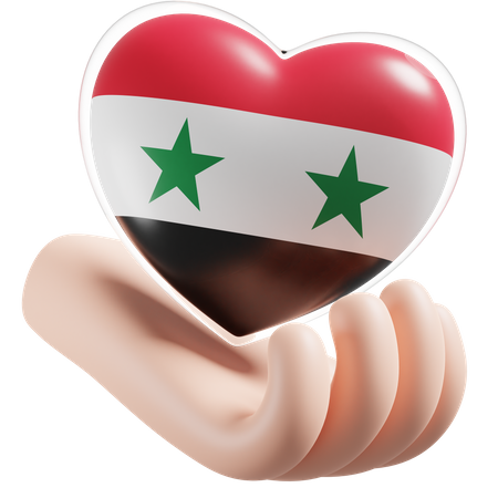 Heart Hand Care Flag Of Syria  3D Icon