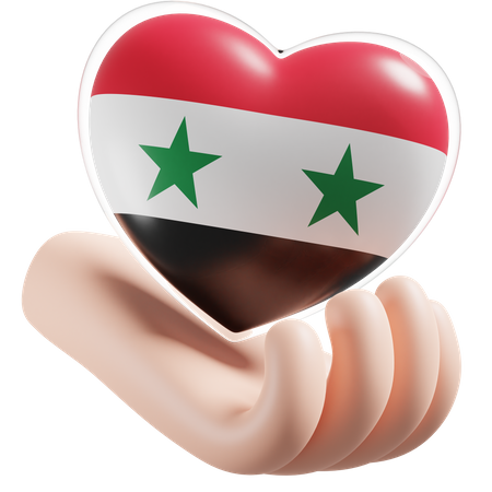 Heart Hand Care Flag Of Syria  3D Icon