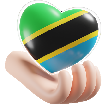 Heart Hand Care Flag Of Tanzania  3D Icon
