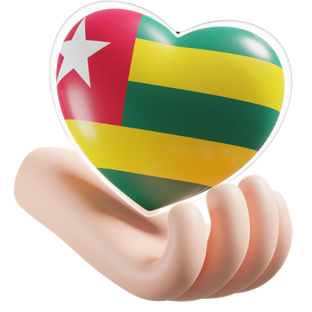 Heart Hand Care Flag Of Togo  3D Icon