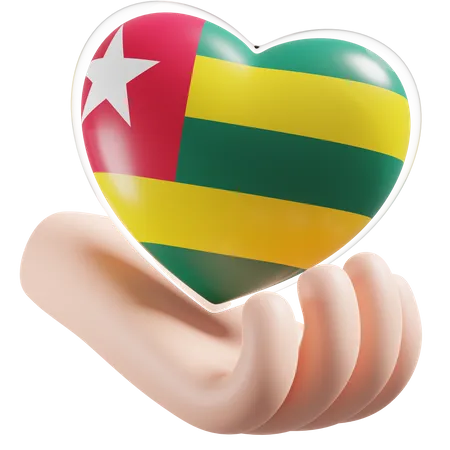 Heart Hand Care Flag Of Togo  3D Icon