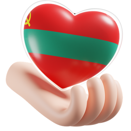Heart Hand Care Flag Of Transnistria  3D Icon