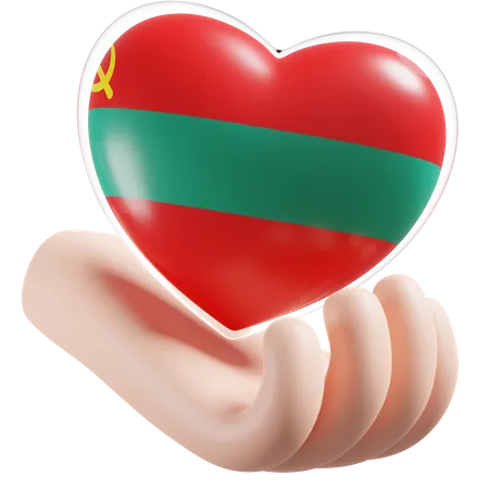 Heart Hand Care Flag Of Transnistria  3D Icon