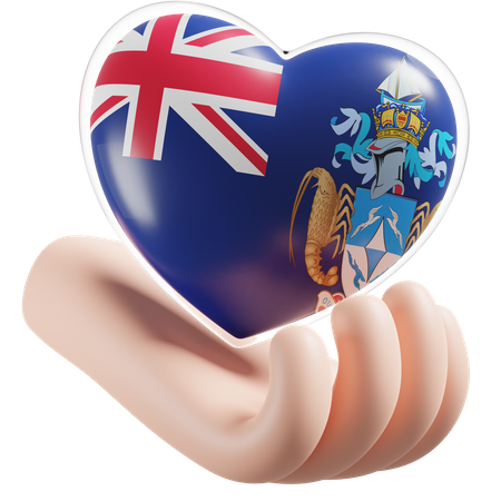 Heart Hand Care Flag Of Tristan da Cunha  3D Icon