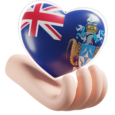 Heart Hand Care Flag Of Tristan da Cunha  3D Icon