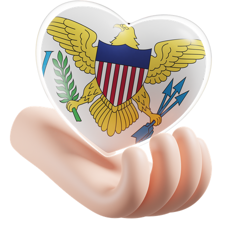 Heart Hand Care Flag Of United States Virgin Islands  3D Icon