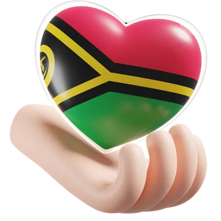 Heart Hand Care Flag Of Vanuatu  3D Icon