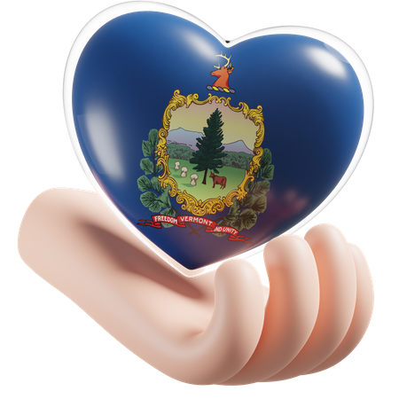 Heart Hand Care Flag Of Vermont  3D Icon