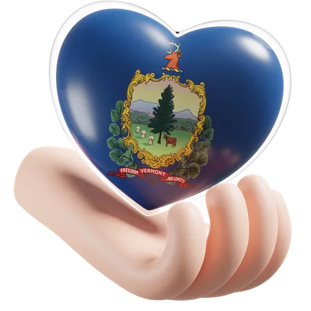 Heart Hand Care Flag Of Vermont  3D Icon
