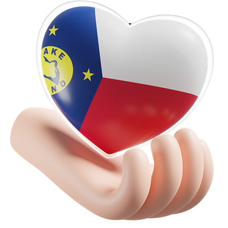 Heart Hand Care Flag Of Wake Island  3D Icon
