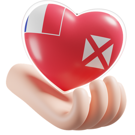 Heart Hand Care Flag Of Wallis and Futuna  3D Icon