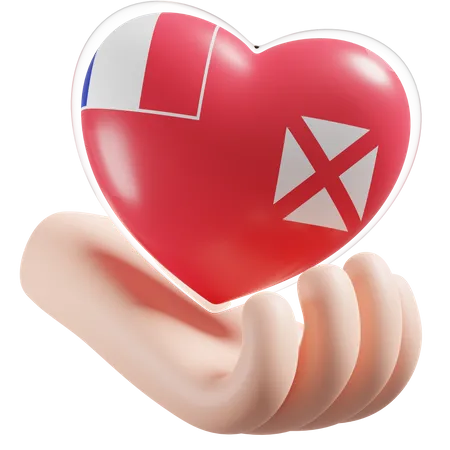 Heart Hand Care Flag Of Wallis and Futuna  3D Icon