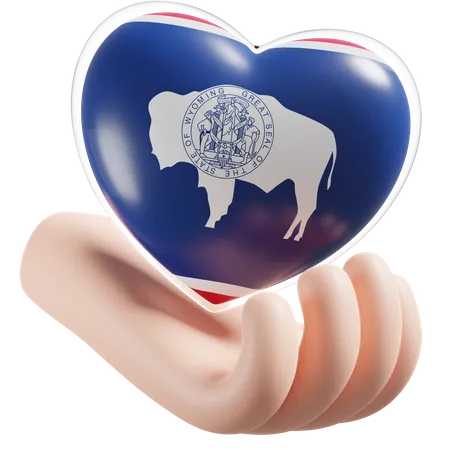 Heart Hand Care Flag Of Wyoming  3D Icon