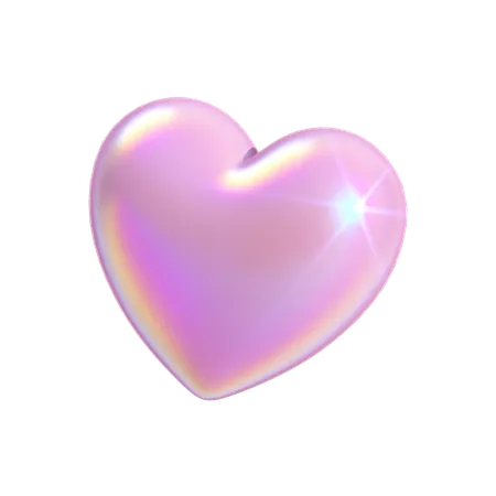 Heart With Holographic Color Illustration In 3 D Design 3D Icon