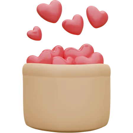 Heart In Basket  3D Icon