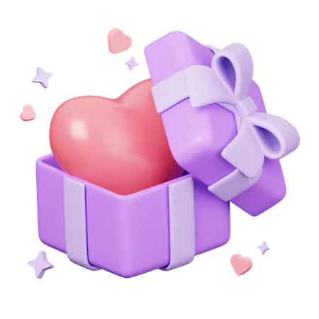 Heart In Gift Box  3D Icon