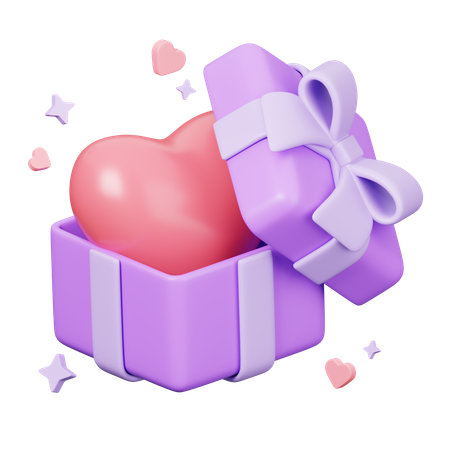 Heart In Gift Box  3D Icon