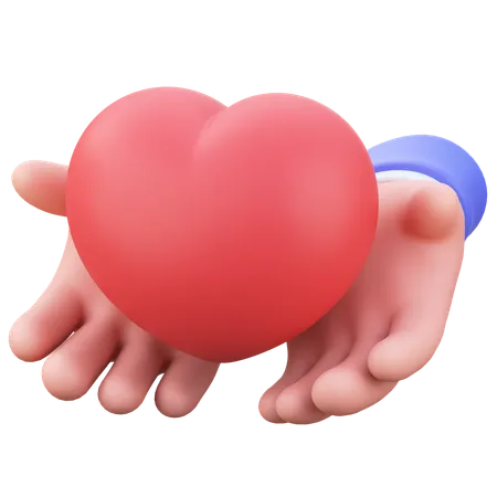 Heart in hands  3D Icon