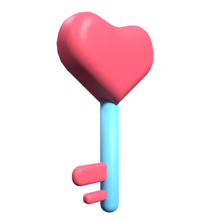 Heart Key  3D Illustration