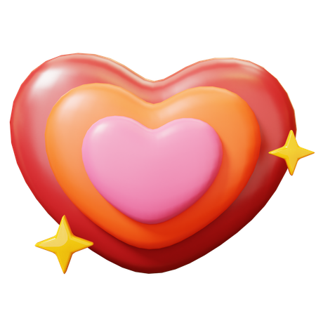 Heart Layers With Shiny Stars  3D Icon