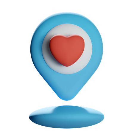 Heart Location Pin  3D Icon