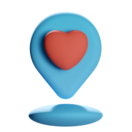 Heart Location Pin  3D Icon