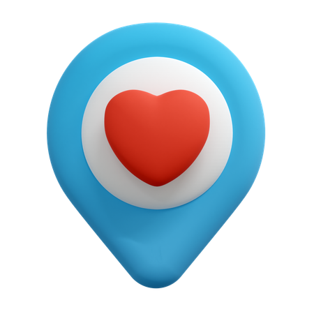 Heart Location Pin  3D Icon