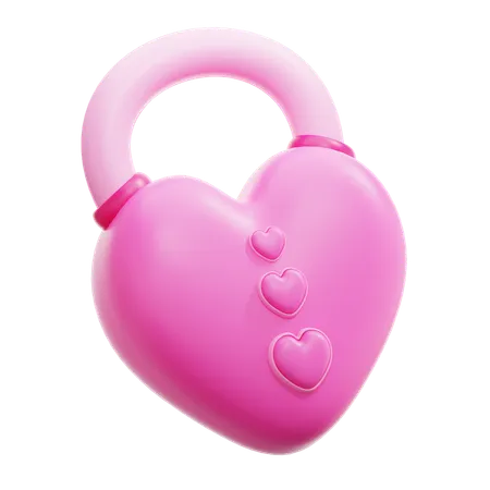 3 D Rendering Heart Lock Illustration 3D Icon