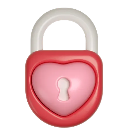 Heart Lock Icon Illustration In 3 D Design 3D Icon