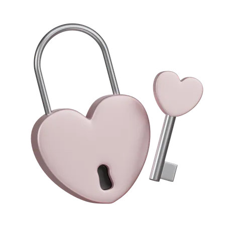 Unlock Your Love With Our 3 D Valentine Love Pink Padlock And Key Icon A Romantic Addition For Your Valentines Day Projects 3D Icon