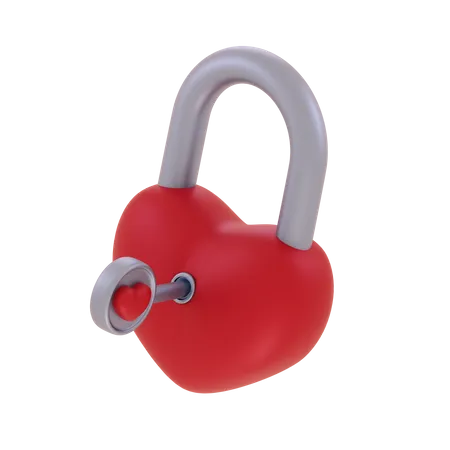 Heart Padlock 3 D Illustration 3D Icon
