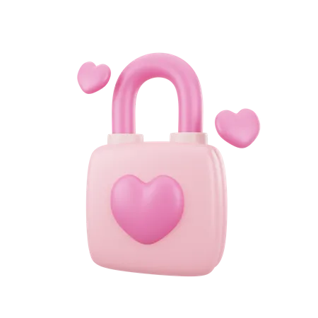3 D Pink Lock With Love Illustration Icon Object 3D Icon