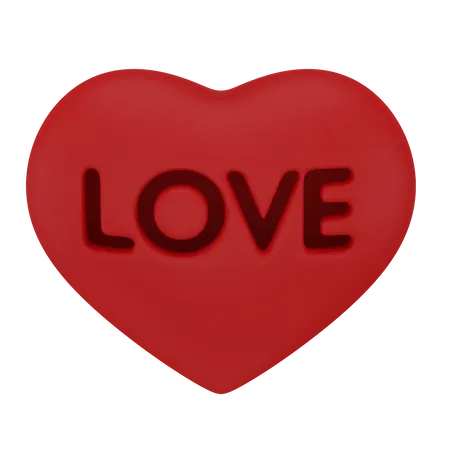 Heart With The Inscription Love 3D Icon
