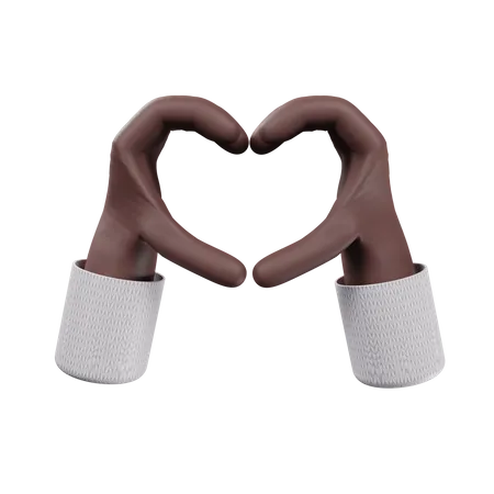 Hands Making Heart Symbol 3D Illustration