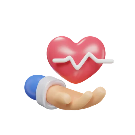 Heart On Hand Icon 3 D Illustration Medical Assets 3D Icon
