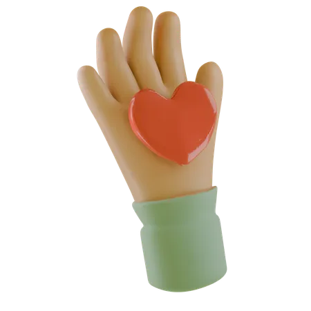 Heart On Palm  3D Icon