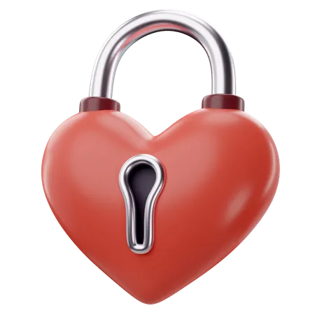 3 D Illustration Of Valentines Heart Padlock Icon 3D Icon