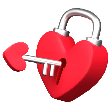 Heart Padlock 3 D Icon Illustration 3D Icon